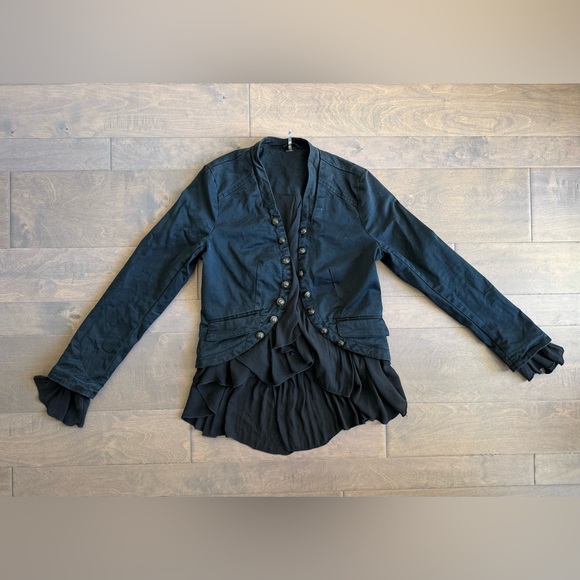 Free People Romantic Ruffles Jacket-Black - Picture 11 of 16